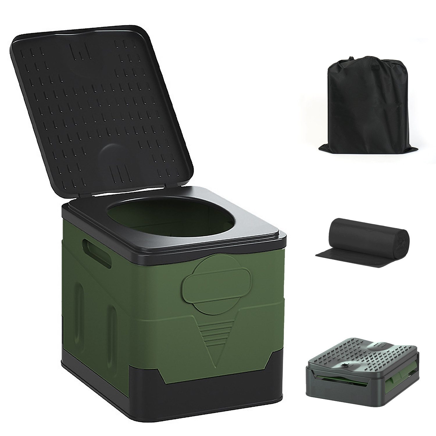 OSTWOLKE Campingtoilette mit Beutel & Deckel 150KG Outdoor-Toilette tragbare Mobile Campingklo, (1-St), faltbar