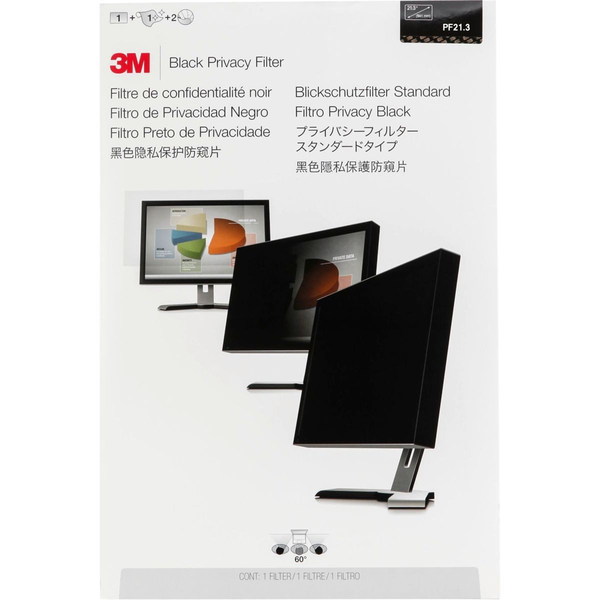3M Displayschutzfolie PF213C3B Blickschutzfilter Black für 54,1cm 4:3