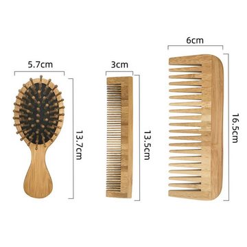 LENBEST Haarbürsten-Set Bambus-Luftkissenkamm Sechserpack, 6-tlg., Reduzieren Frizz und Massage Kopfhaut