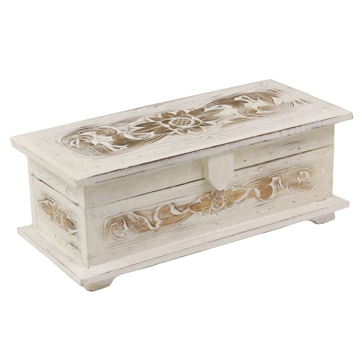Oriental Galerie Truhe Weiße Truhe Blumen Klein 40 cm Design 2 günstig online kaufen