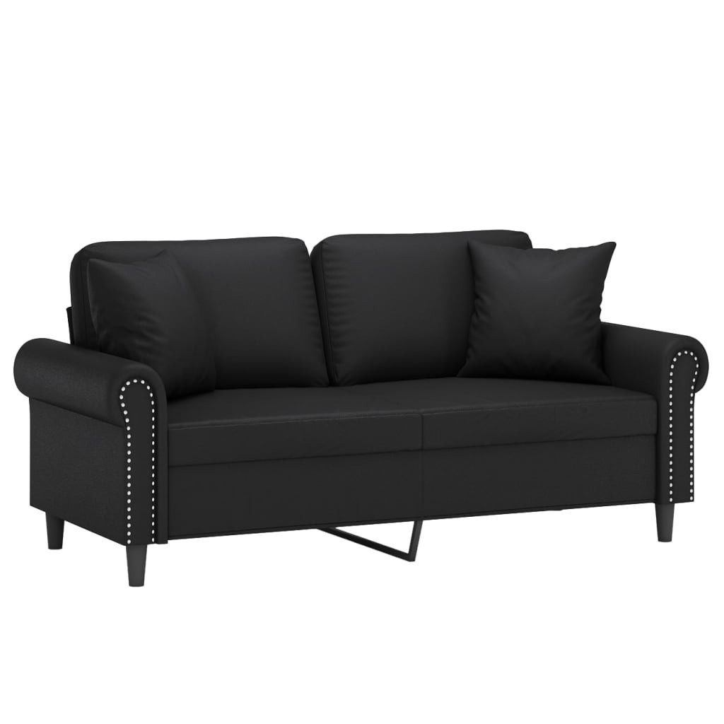 vidaXL Sofa 2-Sitzer-Sofa mit Zierkissen Schwarz günstig online kaufen