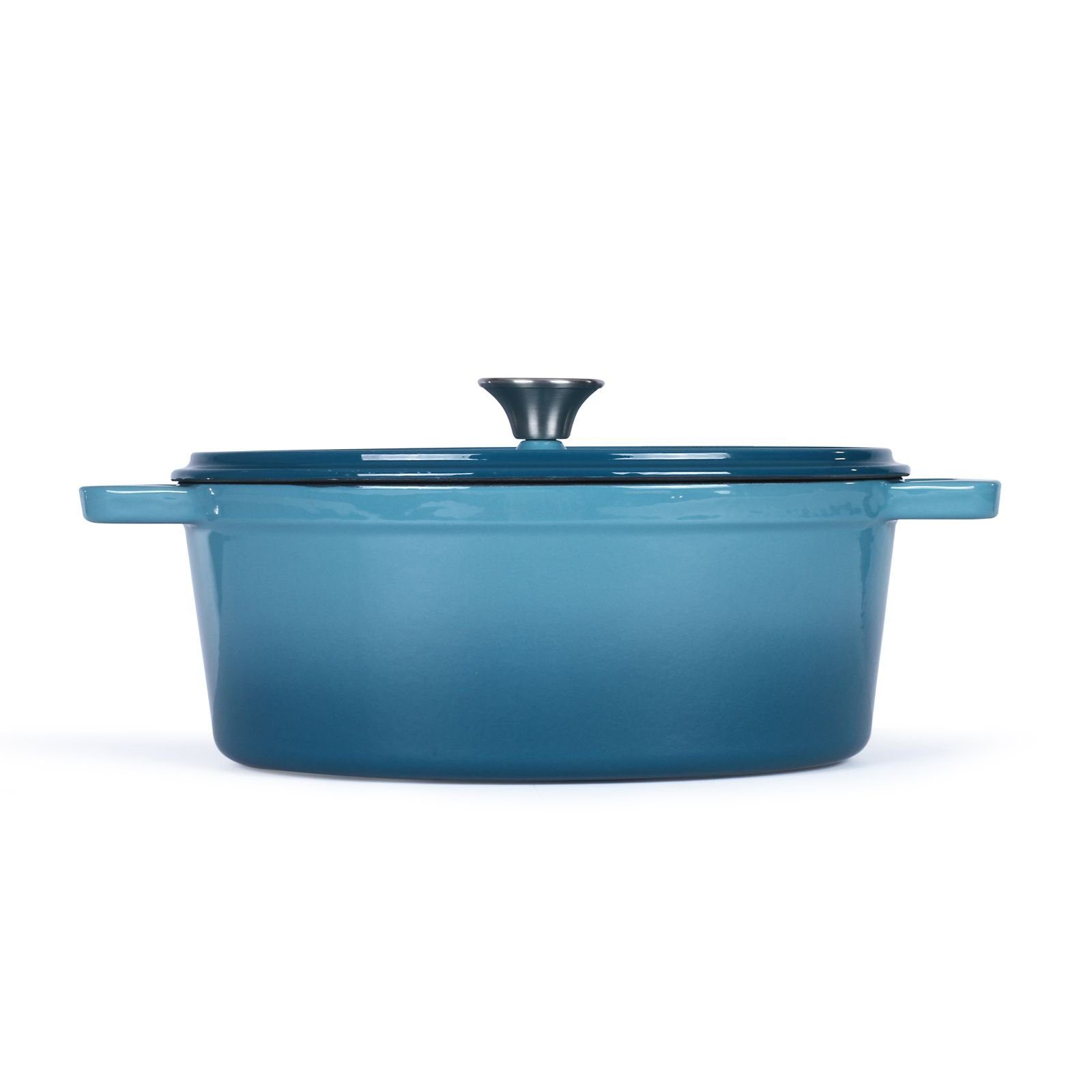 LIVOO Kasserolle LIVOO Bräter Emaille blau Kochtopf MEP129B Bratentopf 29cm Deckel oval