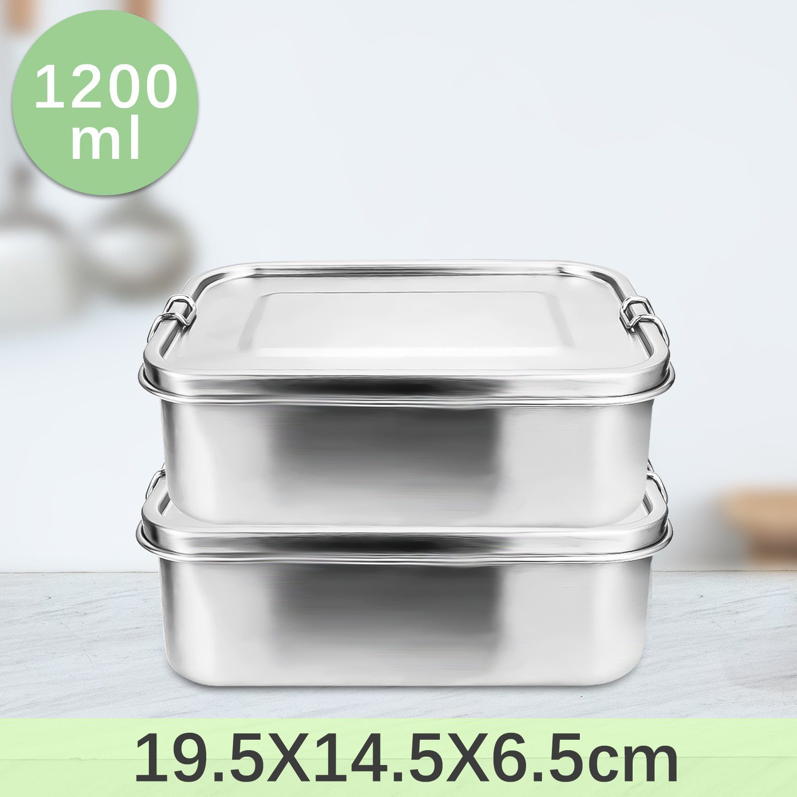 Büro 2X1200ml - Lunchbox Schule Edelstahl Brotdose Lunchbox Silber Nachhaltige Picknick Gimisgu für