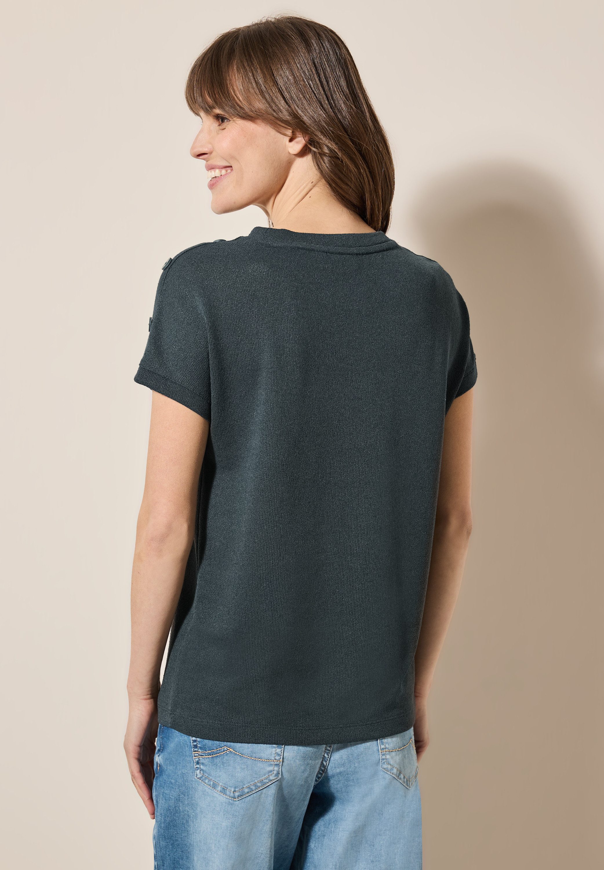 CECIL T-Shirt in Struktur-Optik und mit Knopf-Details günstig online kaufen