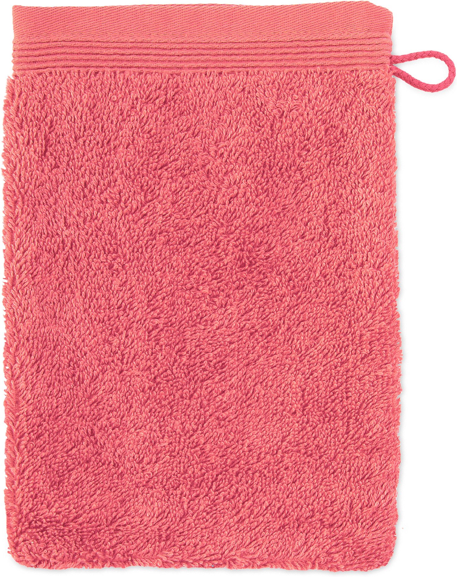 Möve Waschhandschuh Superwuschel 100% Premium Cotton Baumwolle, Walkfrottier (1-St), mit Biesenbordüre und praktischem Kordelaufhänger, einfarbig, weich