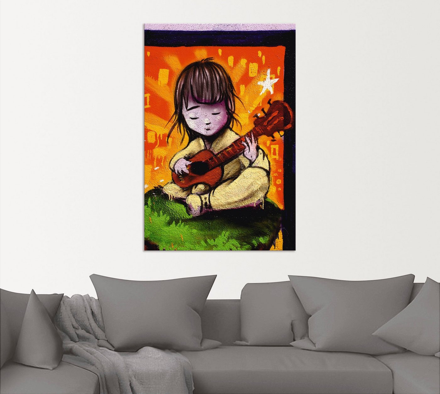 Artland Wandbild »Junge mit Gitarre - Graffiti«, Kind (1 Stück), in vielen Größen & Produktarten - Alubild / Outdoorbild für den Außenbereich, Leinwandbild, Poster, Wandaufkleber / Wandtattoo auch für Badezimmer geeignet-HomeTrends