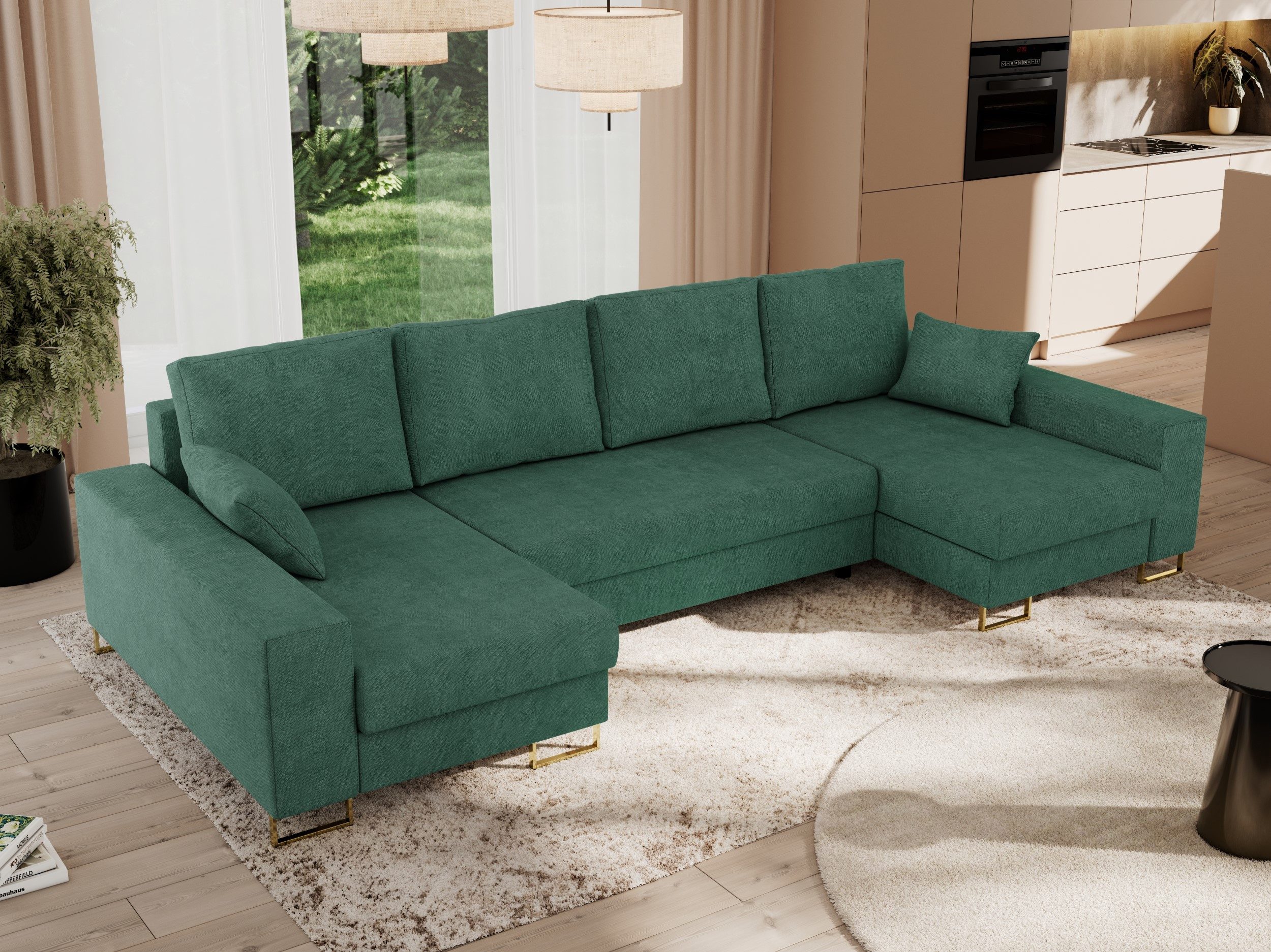 MKS MÖBEL Ecksofa DORIAN U, Set, Modern Sofa, T30-Schaum, Bonellfedern, lose Kissen, Ecksofa U-Form, Wohnlandschaft, Bettkästen, Metallfüße, Schlafsofa
