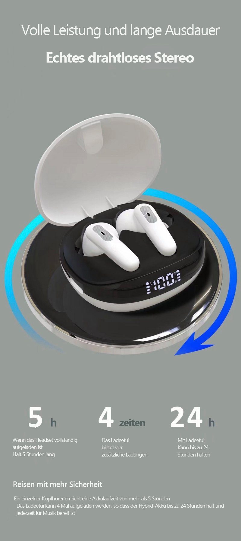 In-Ear-Kopfhörer und (mit Tragbare Ladehülle) Mikrofon Bothergu