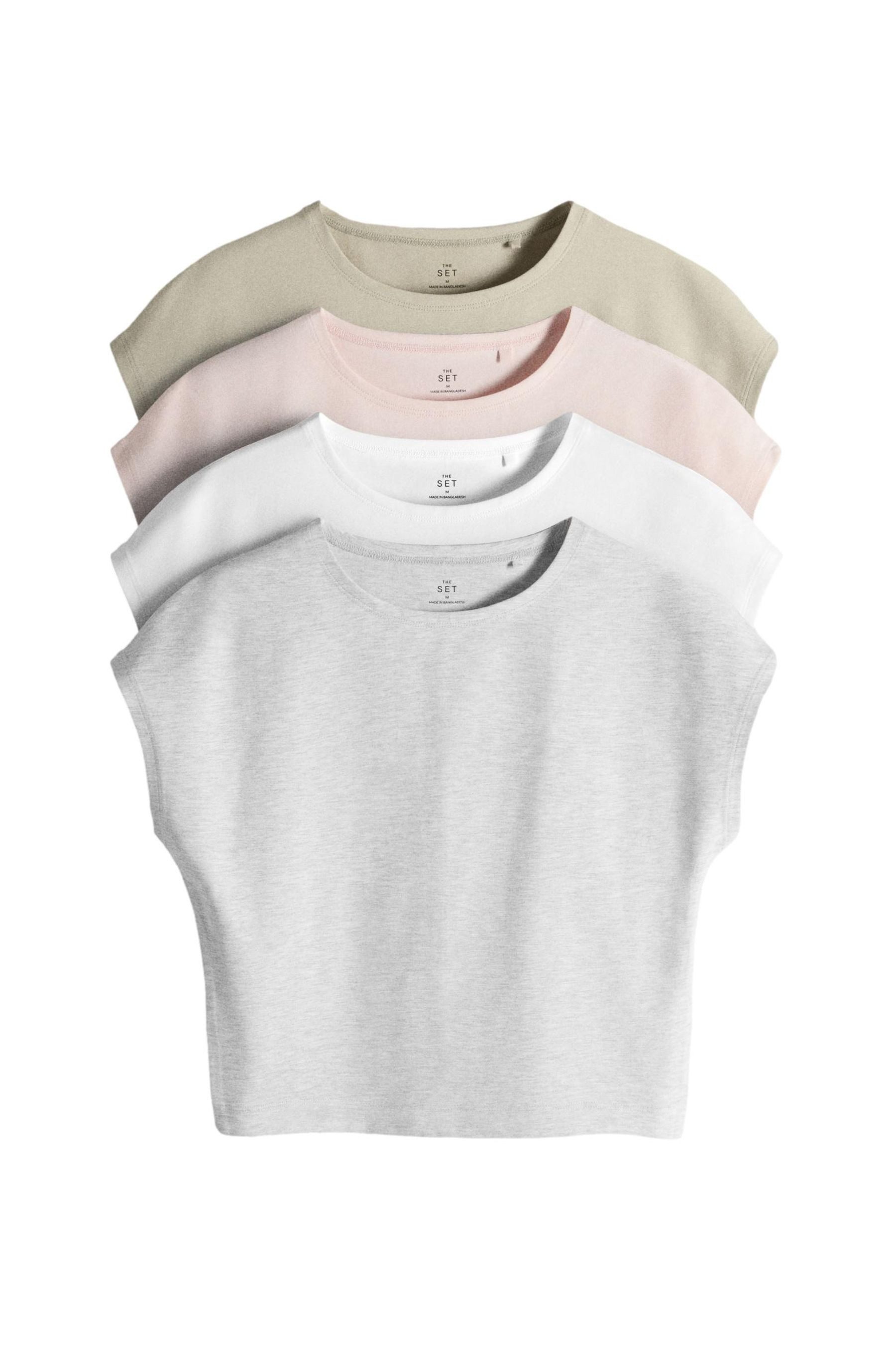 The Set T-Shirt The Set Kurztops mit nahtlosen Ärmeln, 4er-Pack (4-tlg)