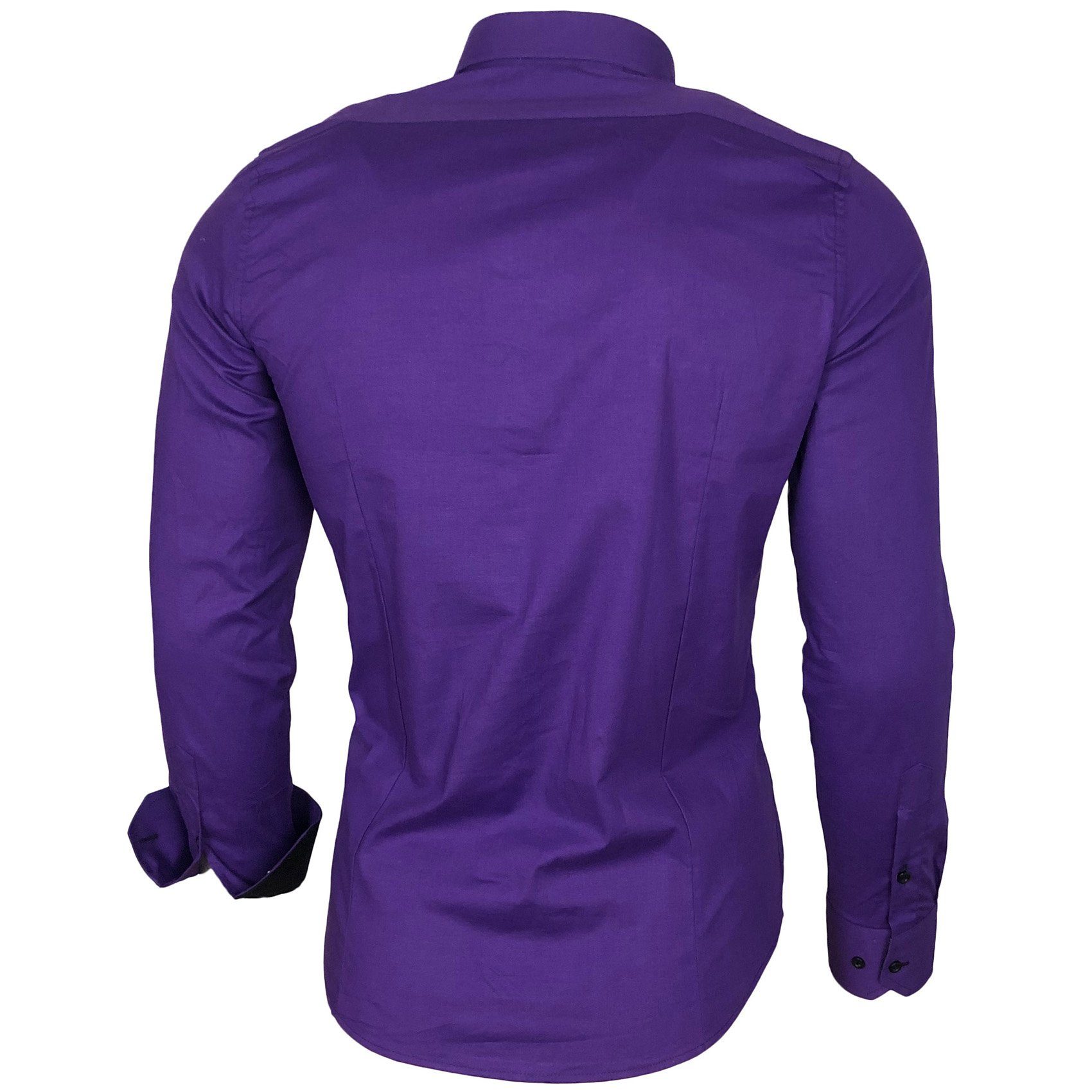 Baxboy Langarmhemd Baxboy Herren Kontrast Hemden Business Freizeit modernes Hemd B-500