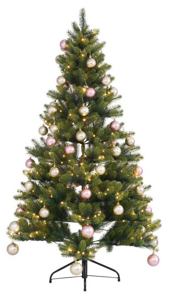 Creativ deco Künstlicher Weihnachtsbaum »Fertig geschmückt«, mit 60 Kugeln und LED Beleuchtung-HomeTrends