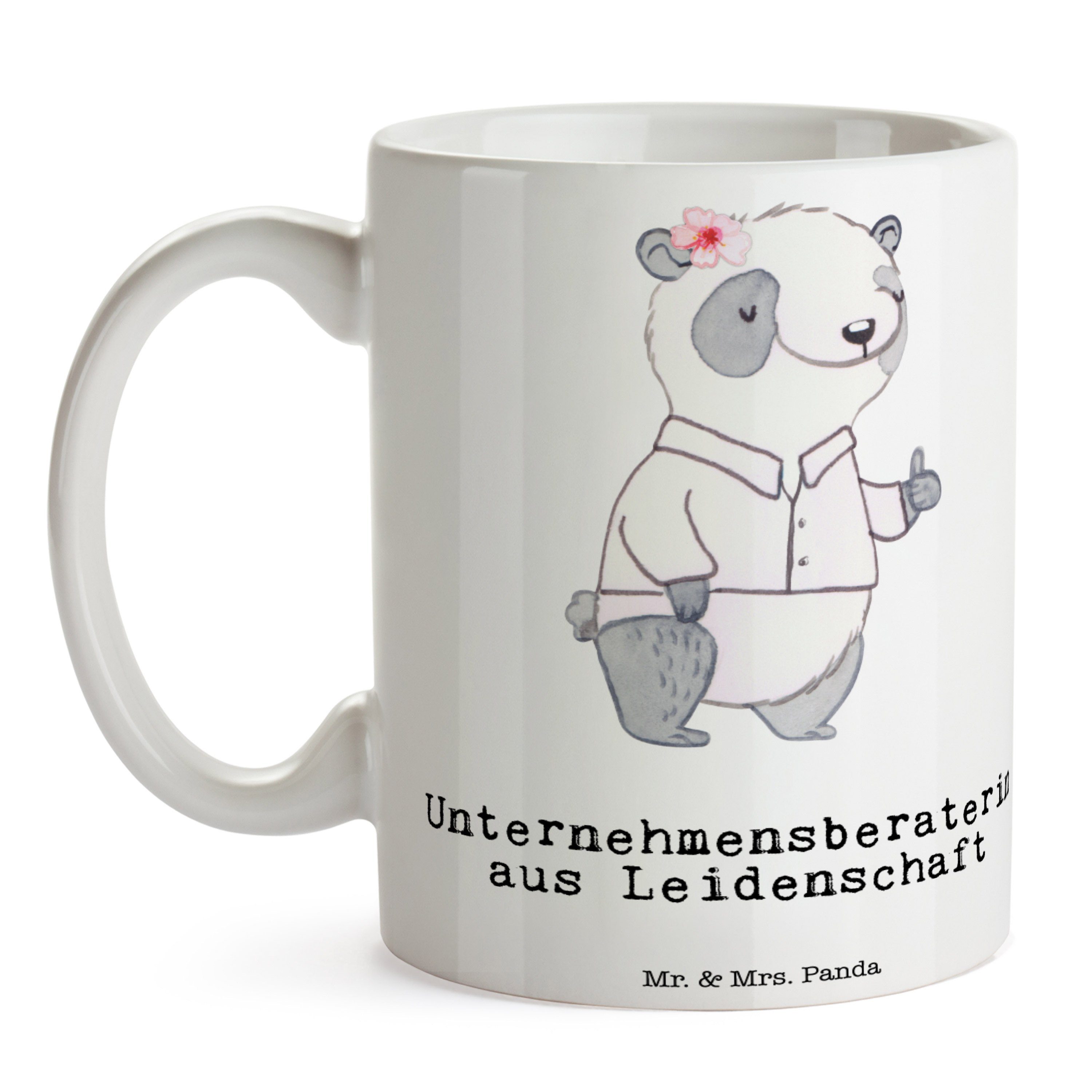 aus Unternehmensberaterin & - Geschenk, Tasse Weiß Teebecher, Keramik Panda Mr. Mrs. Leidenschaft -