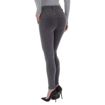Ital-Design Skinny-fit-Jeans Damen Freizeit Used-Look Stretch High Waist Jeans in Grau