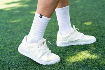QSOCKS Tennissocken Crew Laufsocken Sportsocken Spezielle Polsterung, für Damen & Herren (Packung, 4 Paar) Qualität Socken