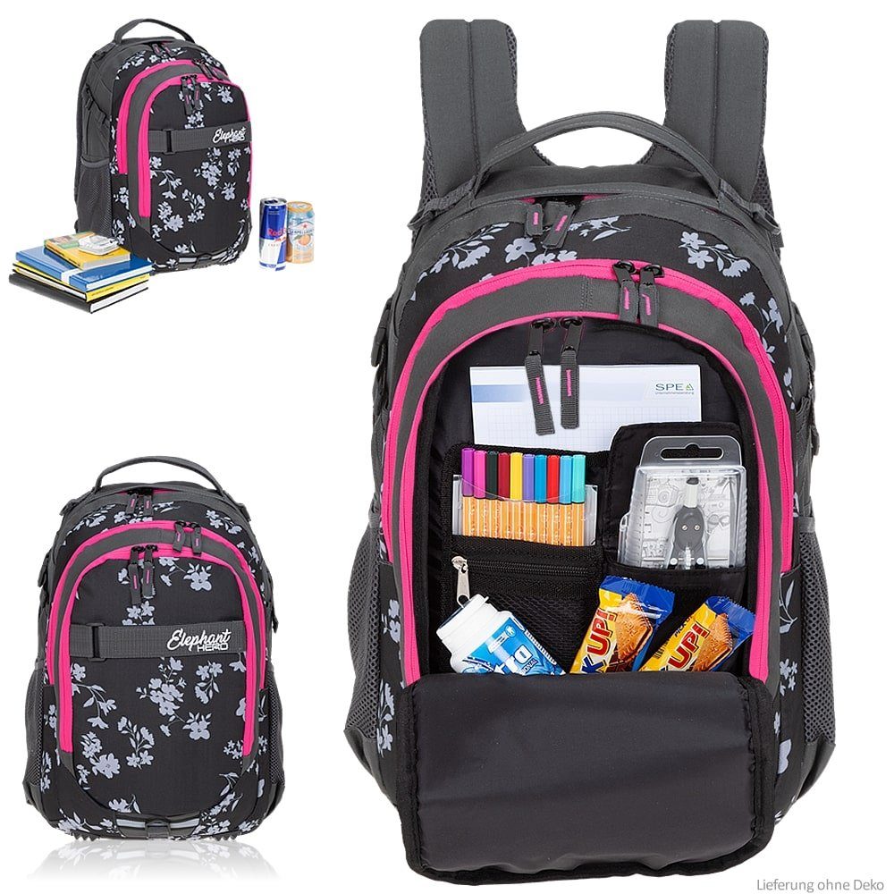 ELEPHANT Schulrucksack Hero Signature Schultasche (Set, 3-tlg., 3 Teile Rucksack Sporttasche Mäppchen Box), Softcase Schulranzen Schulmappe +rsm