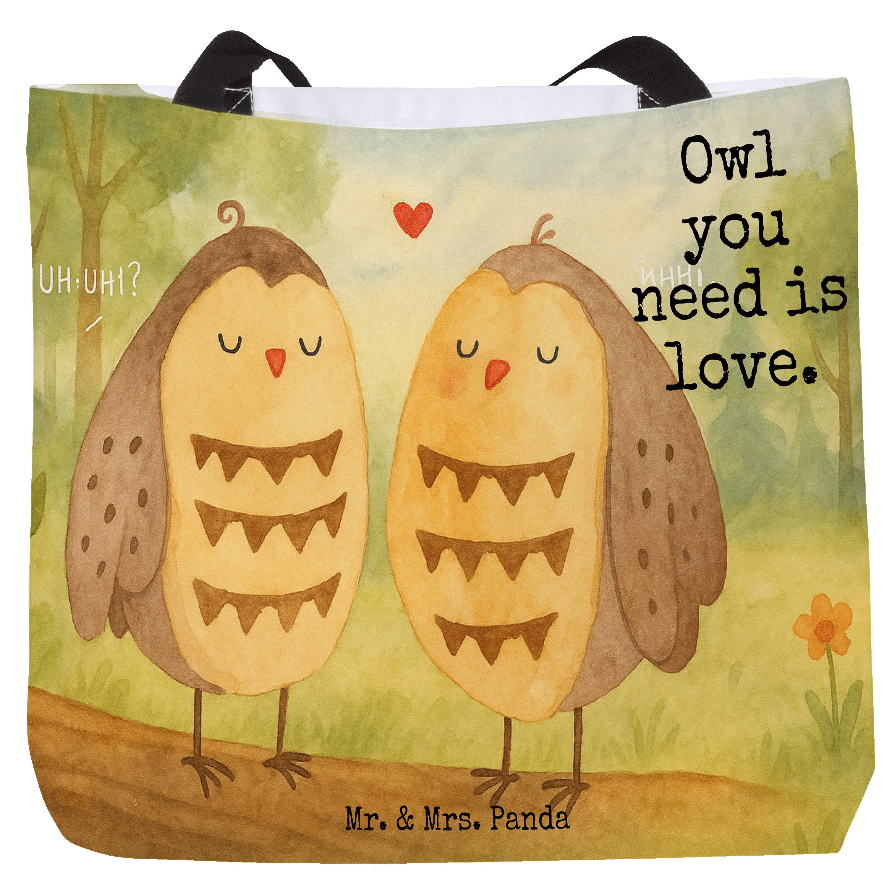 Shopper Eulen Liebe Design, Schultasche, Weiß, Eule, Einkaufstasche, Strandta