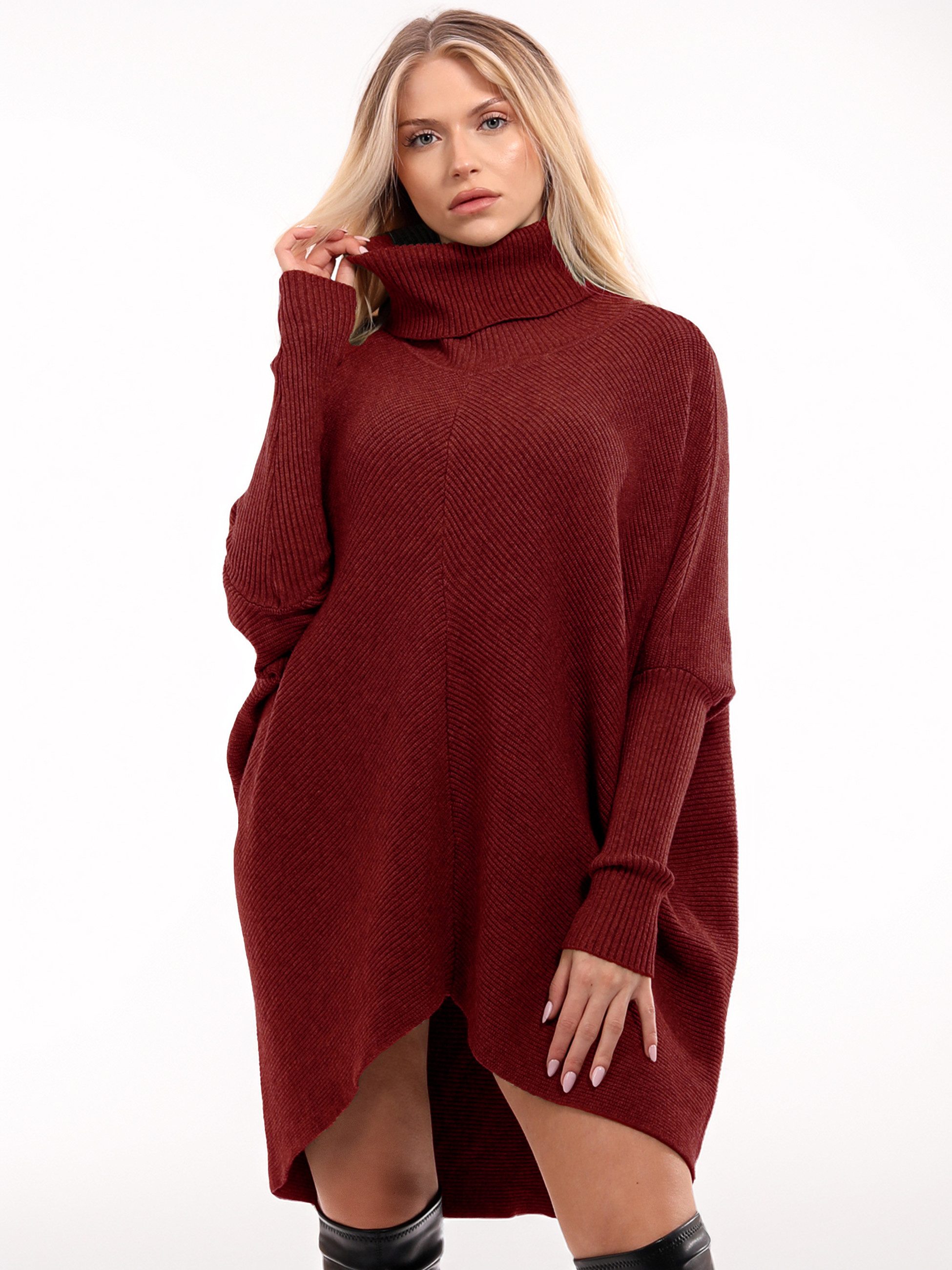 YC Fashion & Style Longpullover „Made in Italy – Oversize-Strickpullover mit Rollkragen“ (1-tlg) in Unifarbe, mit überschnittenen Schultern