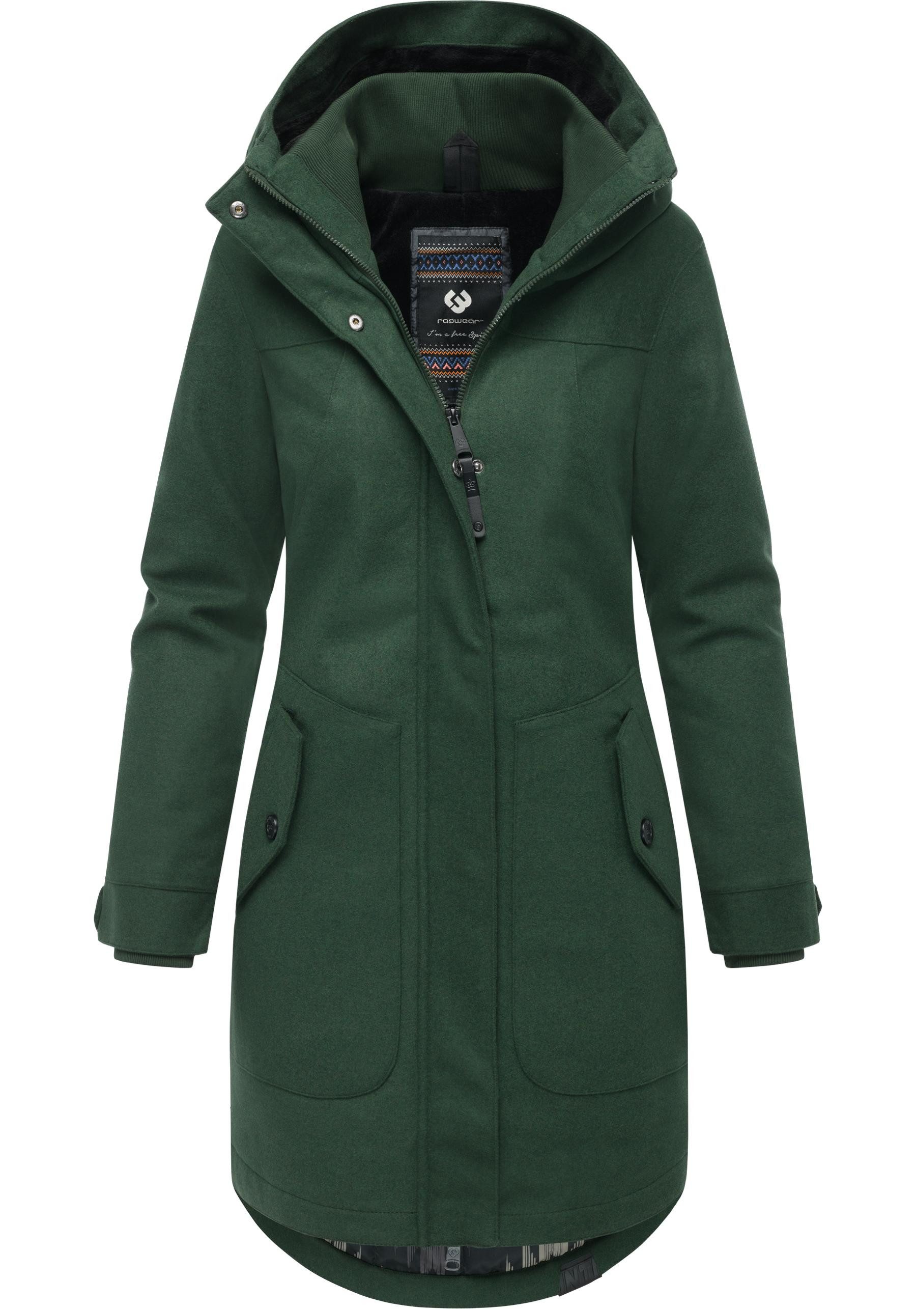 Ragwear Wintermantel Jannisa Coat Klassischer Damen Kurzmantel mit Kapuze