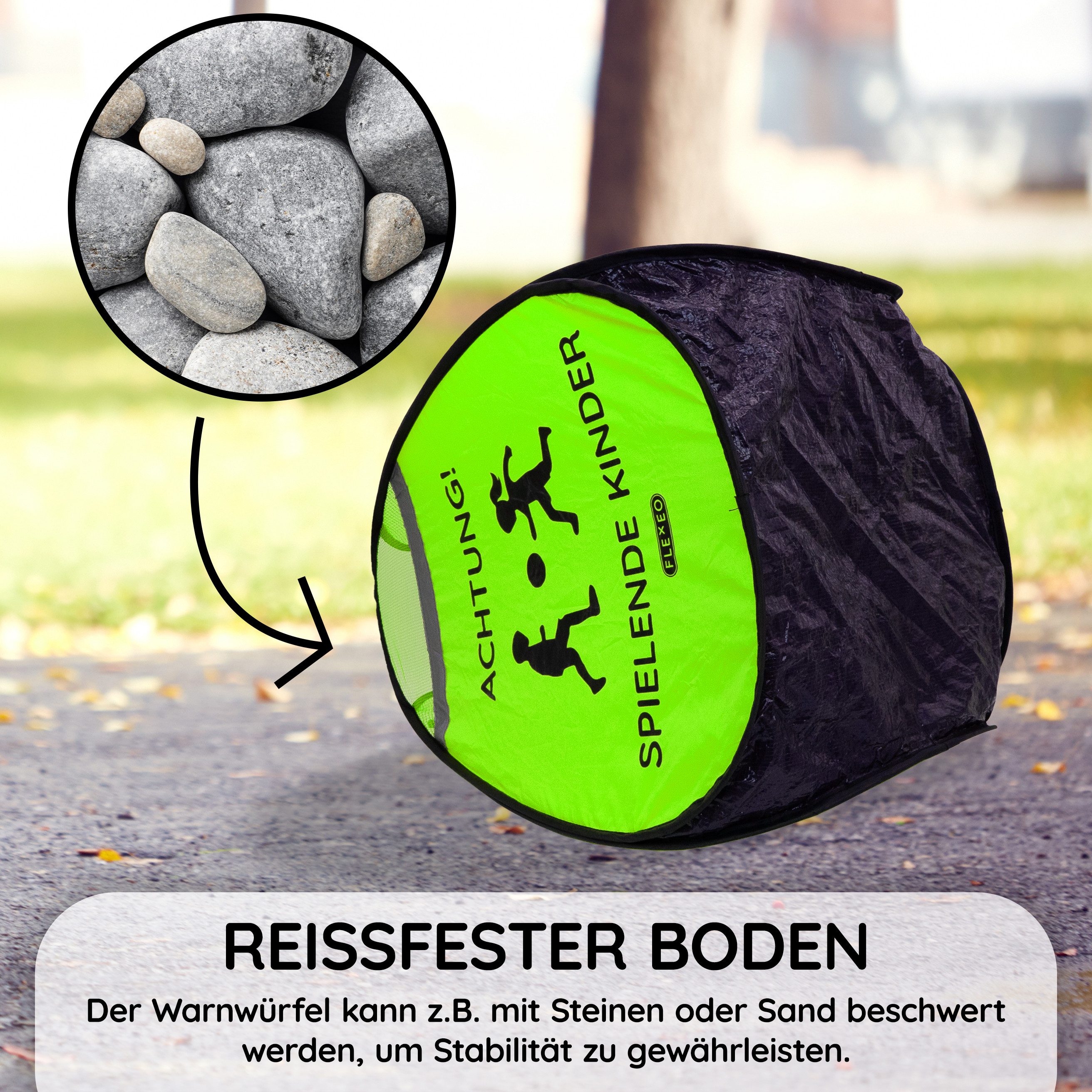 FLEXEO Warndreieck "Achtung! Spielende Kinder", 1-tlg., Warnwürfel Warnschild, grün – Bild 5 von 5