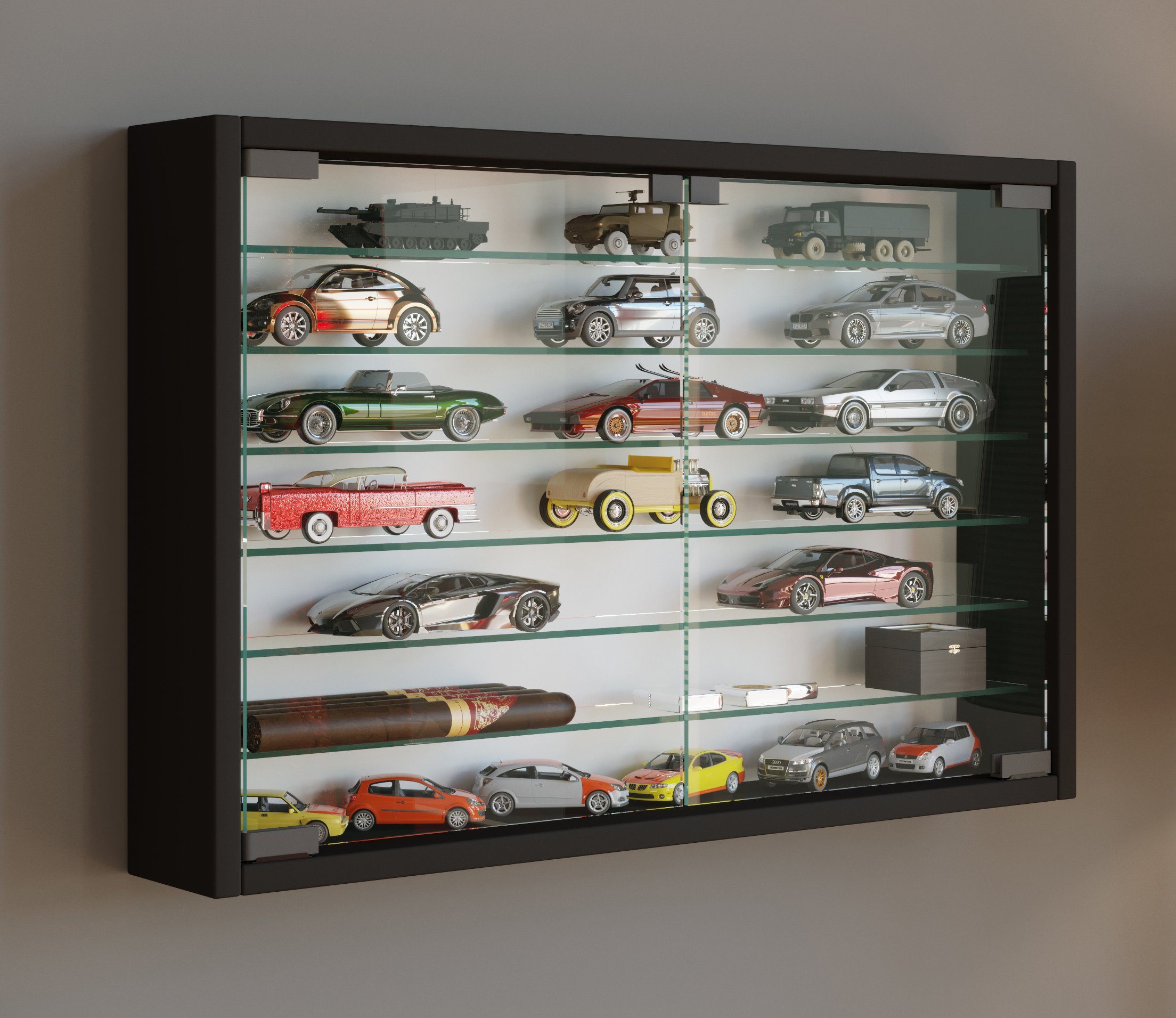 VCM Hängevitrine Wandvitrine Mandosa mit Glastüren, H. 40 x B. 60 x Glasvitrine hängend, Modern und platzsparend