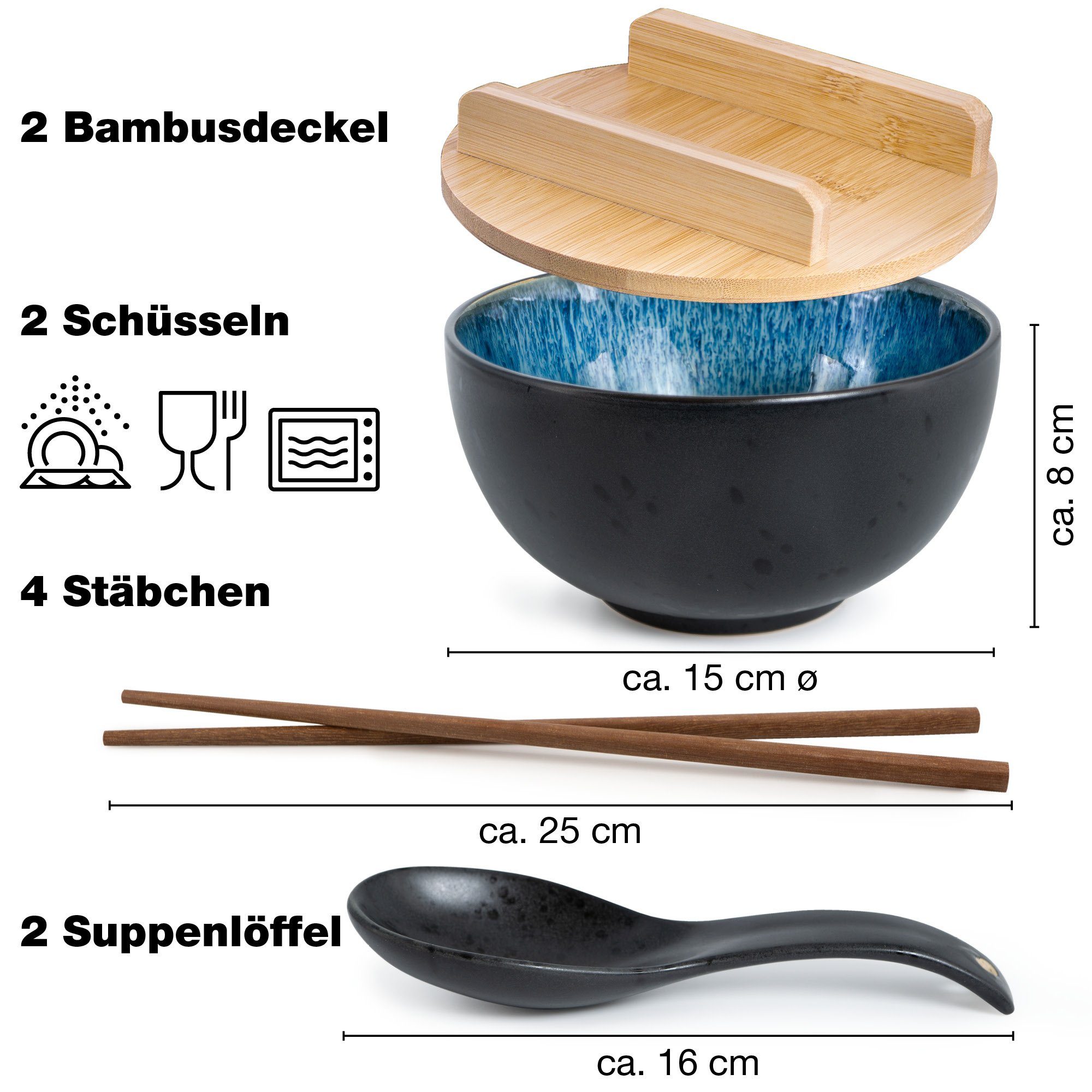 Schwarze Keramik Ramen & Miso Japanischen Stil Löffel Suppenlöffel 
