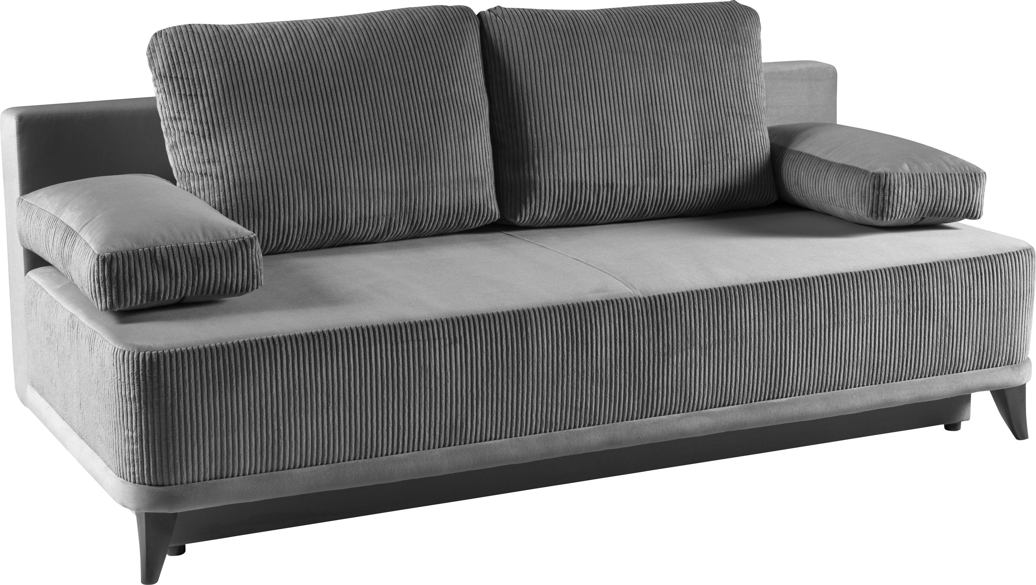 WERK2 Schlafsofa Rosso, Anthrazit Sofa mit Schlafcouch | Federkern 2-Sitzer | Bettkasten Anthrazit und Anthrazit &