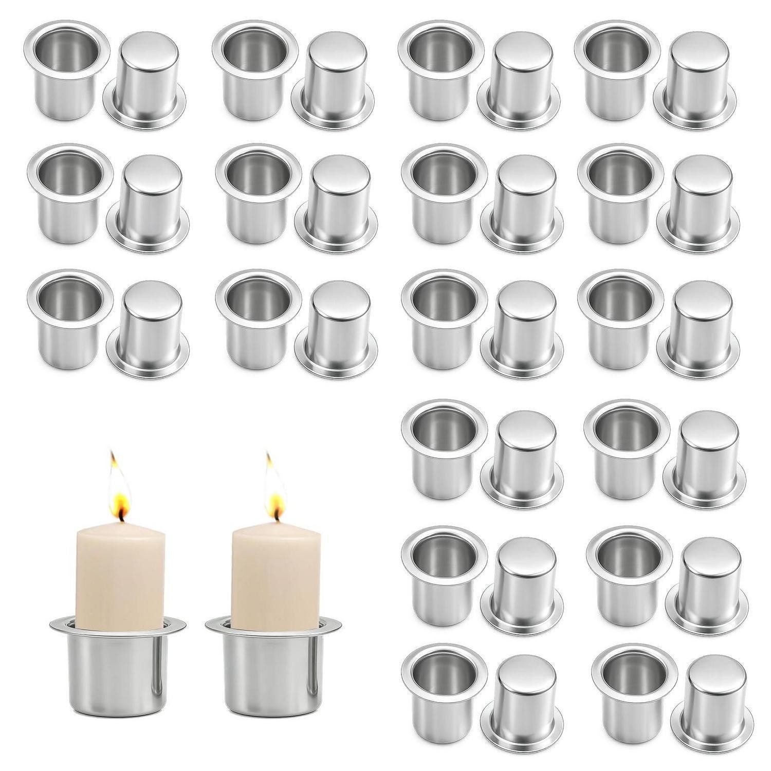 LuxusKollektion Kerzentülle Kerzenhalter Stabkerze Silber Aluminium 36er Set (36 St)