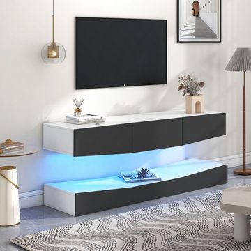 Odikalo TV-Schrank TV-Ständer 16-LED TV Board Hängend befestigt schwimmend Weiß/Schwarz