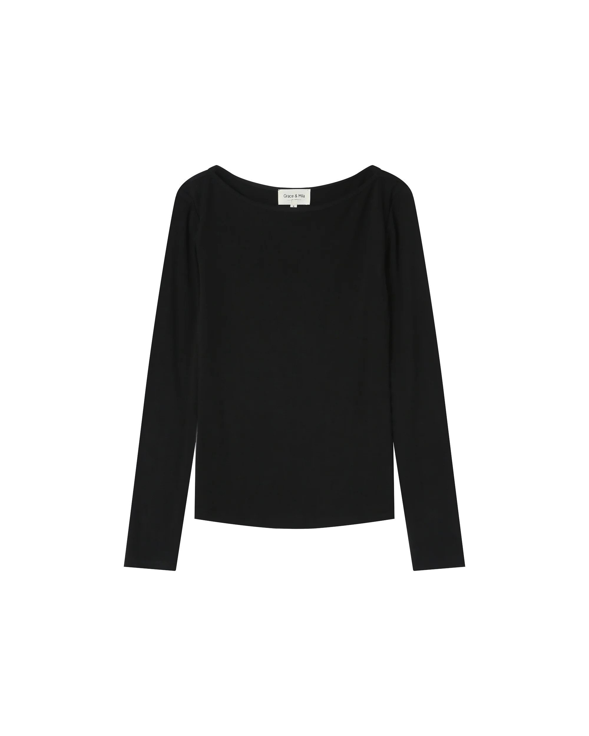 Grace & Mila Langarmshirt Boat neck Top STANLEY - Longsleeve - schwarzes Langarmshirt mit U-Boot