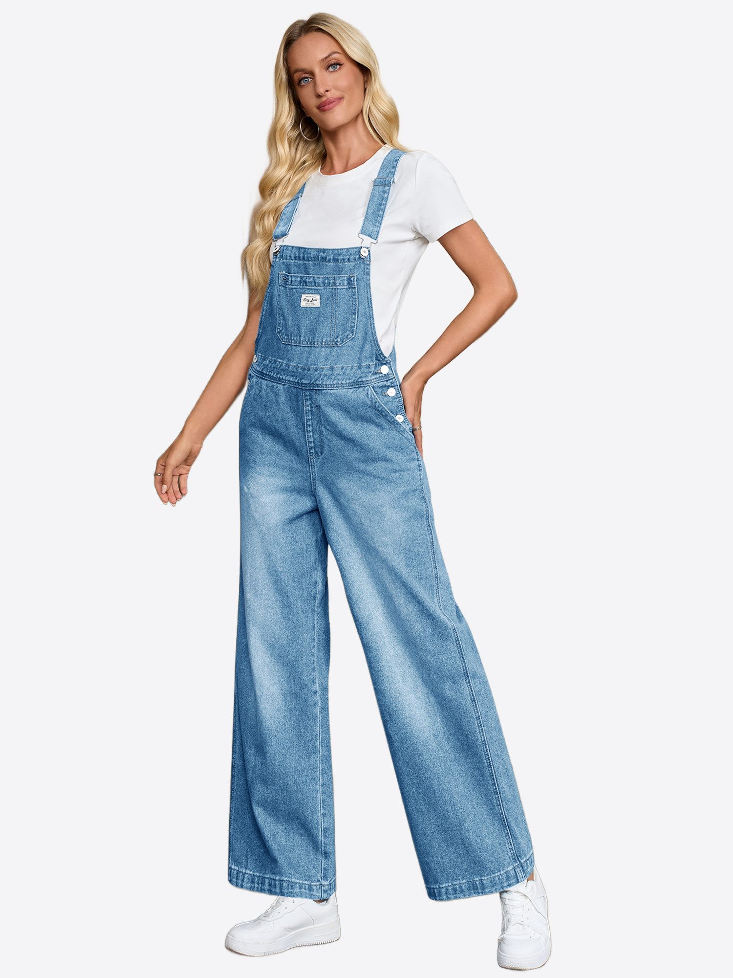 Imily Bela Overall Damen Jeans Latzhose (Packung, 1-tlg., 1per-Pack) mit Taschen