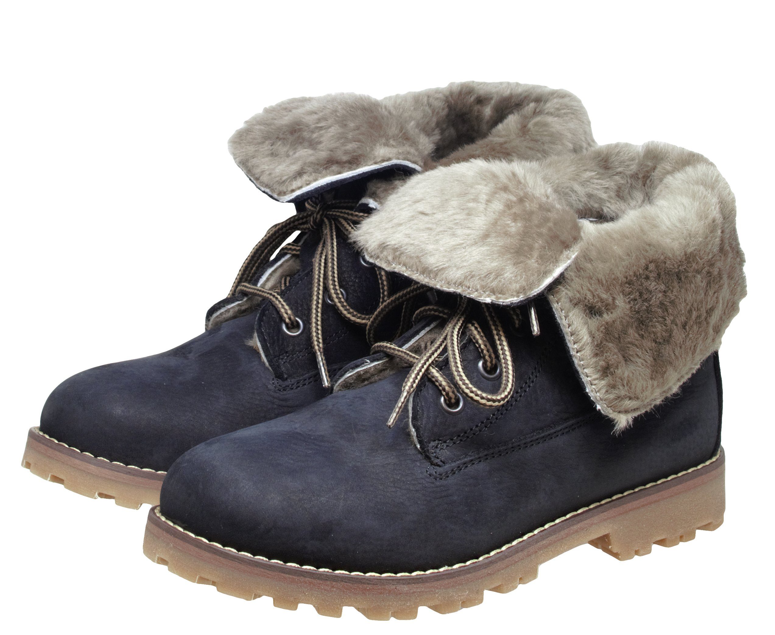 Dianetti Dianetti Stiefel 9868 Winter Boots Leder Lammfell Blau  Schnürstiefelette