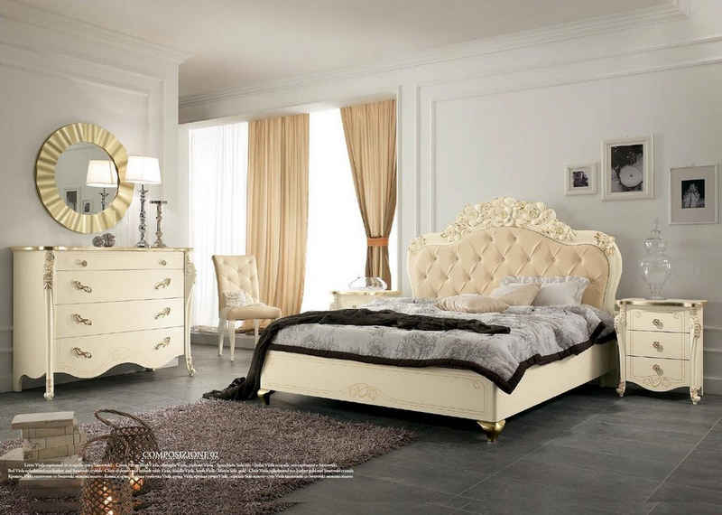 JVmoebel Bett Bett Beige Holzbett Design Betten Italienische Art déco Italien Neu