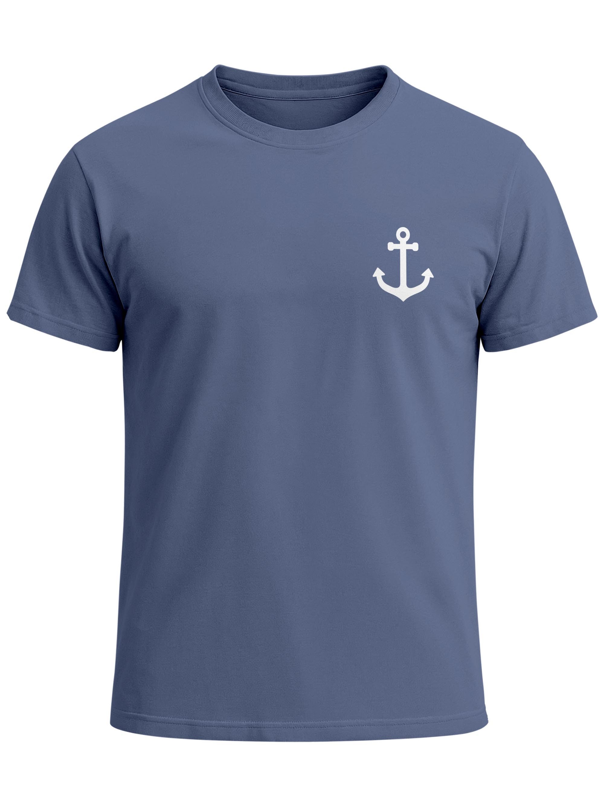 Print-Shirt Herren T-Shirt Anker Print Kurzarm Shirt aus Baumwolle mit maritimem