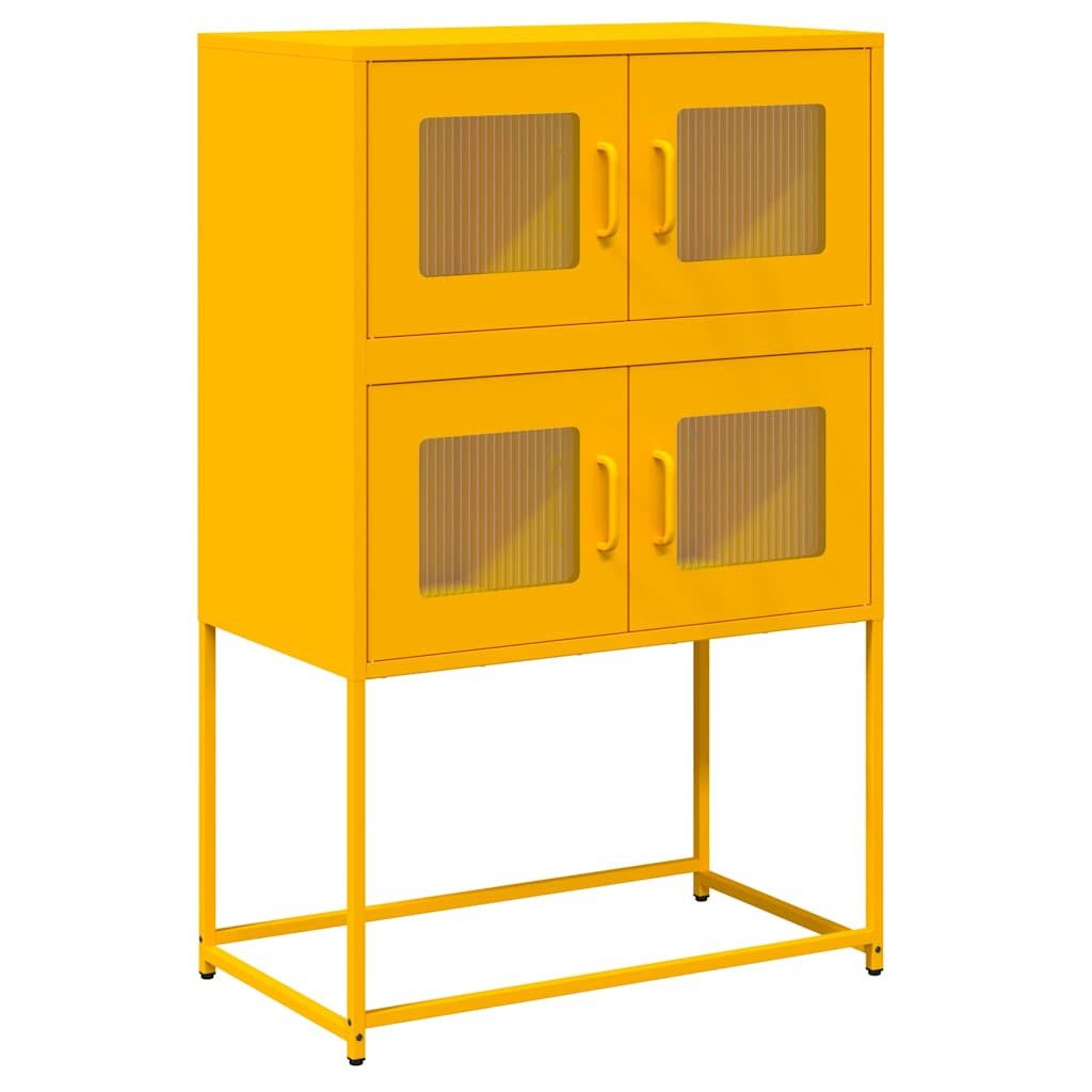 vidaXL Highboard Highboard Senfgelb 68x39x107 cm Stahl (1 St)
