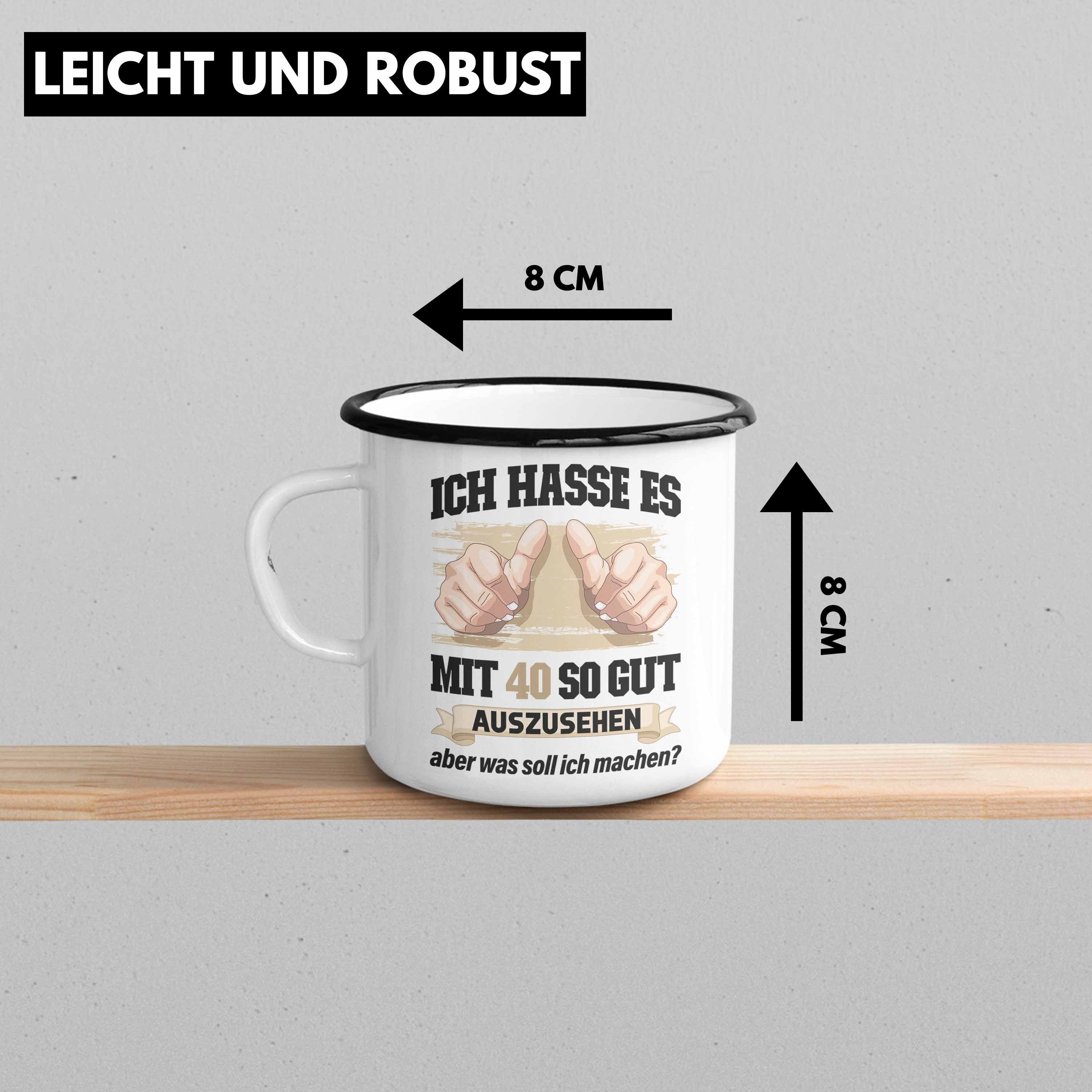 40. Trendation Thermotasse Mutter Frauen Geburtstag Emaille - 40 Mann Schwarz Lustig Frau 40er Geschenke Männer Vater Tasse Geschenkidee Trendation Deko Geschenk