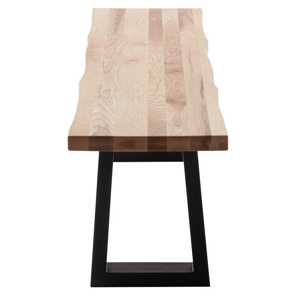 Lomadox Sitzbank PARACATU-06, Massivholz, Trapez-Gestell, Baumkantenoptik, Eiche geölt, 180x40cm