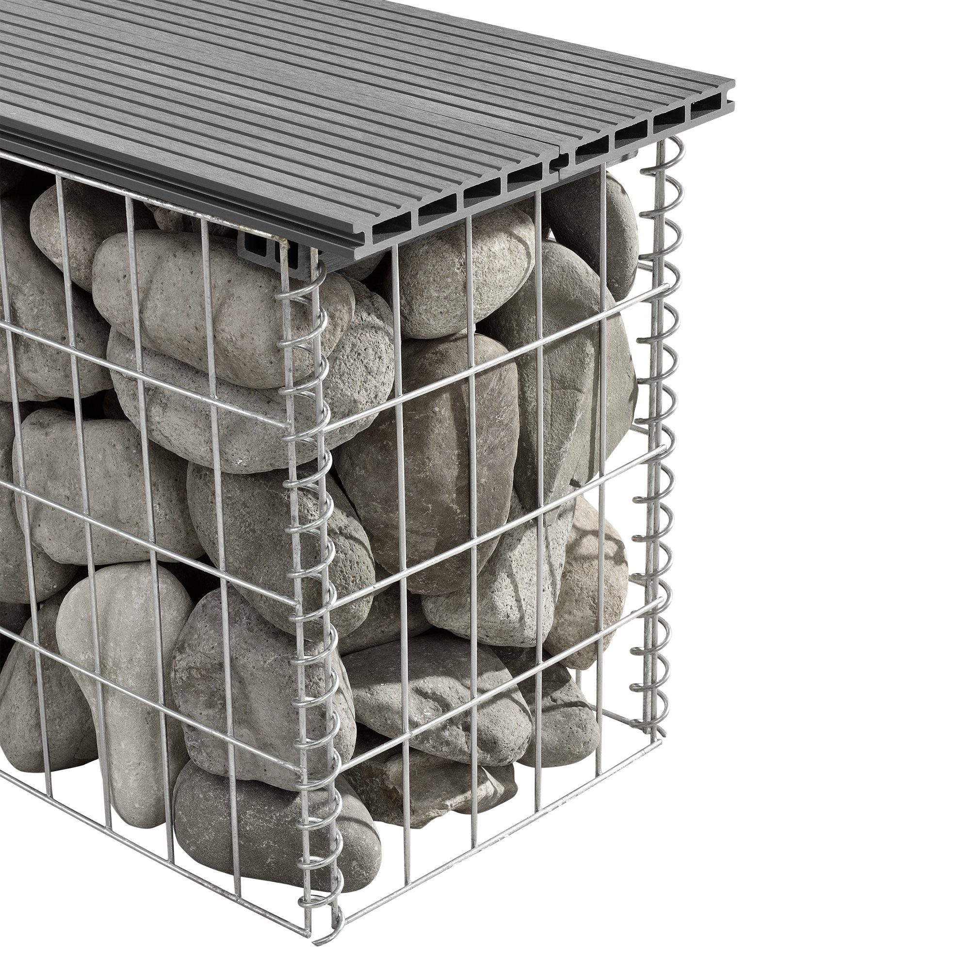 pro.tec Gartenbank, »Friesland« WPC Gabionenbank 100 x 45 x 30 cm Grau