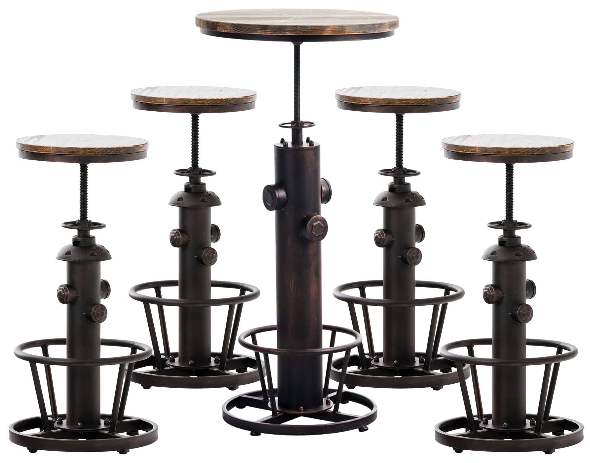 CLP Sitzgruppe Bartisch Set Alton 5-teilig, Bistrotisch und 4 Stühle bronze
