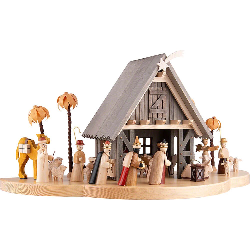 Erzgebirgische Volkskunst Richard Glässer GmbH Dekofigur Weihnachtskrippe beleuchtet (24x50cm) von Richard Glässer