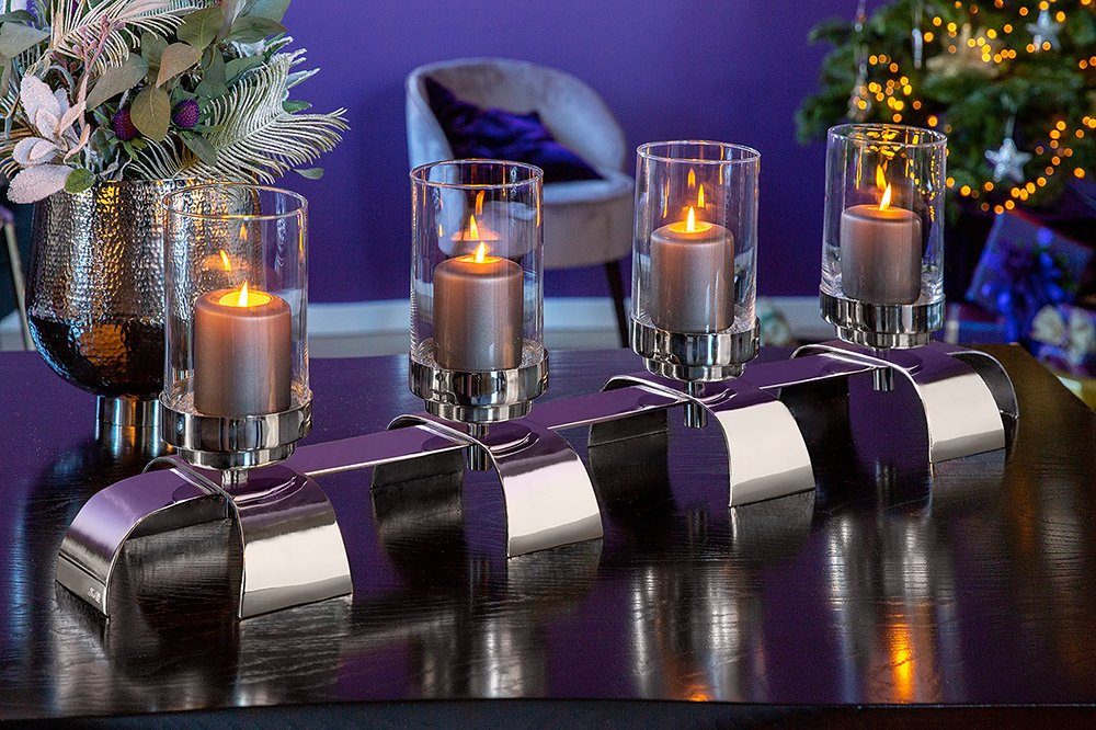 Teelichthalter AARON, St), Adventsleuchter aus 4-flammig, traditoneller 4 Kerzen Handarbeit, Kerzenleuchter für (1 Fink