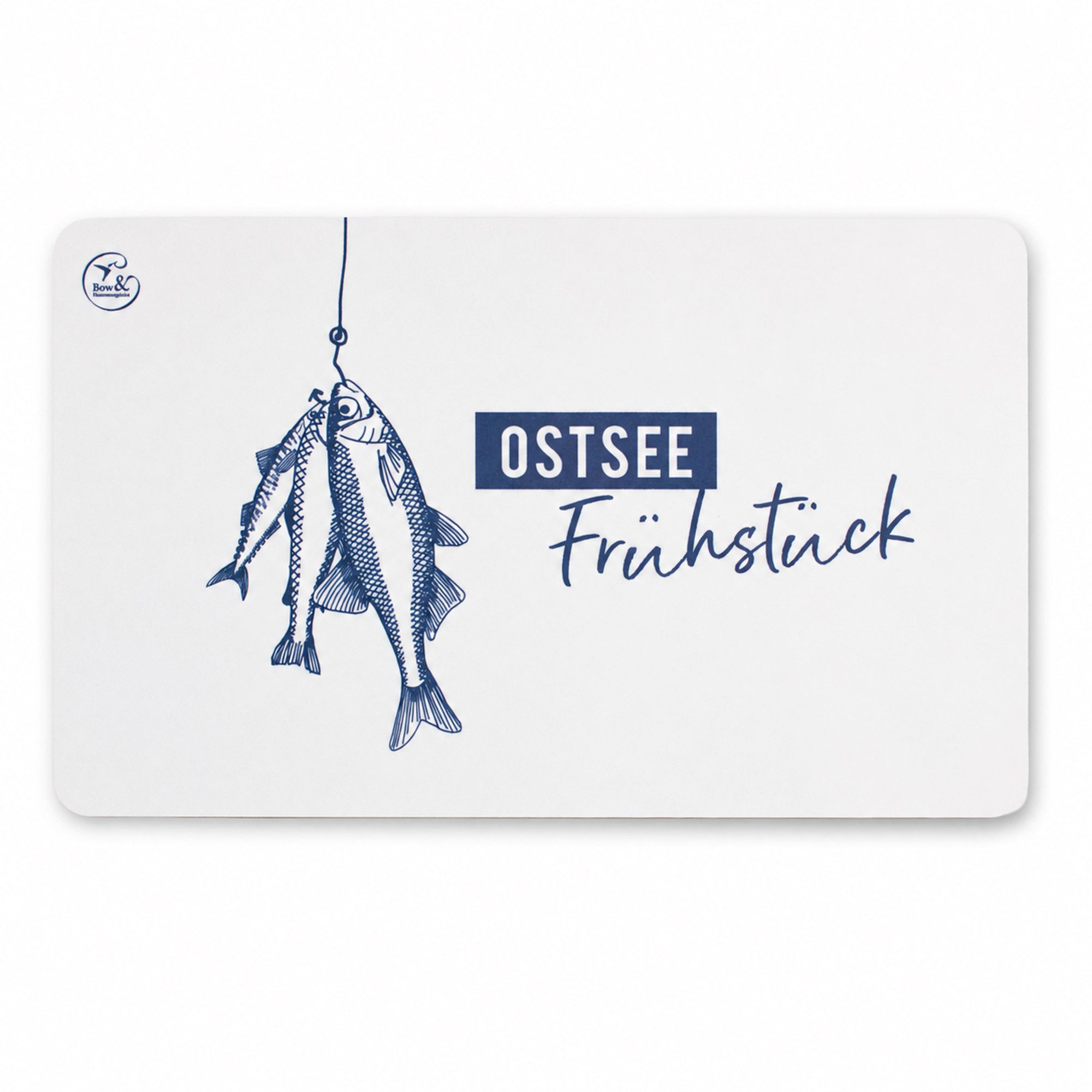 Bow & Hummingbird Frühstücksbrett Frühstücksbrettchen Melamin Fische „Ostsee-Frühstück“, Melamin, (maritimes Brettchen 23,5 × 14,5 cm), Spülmaschinengeeignet