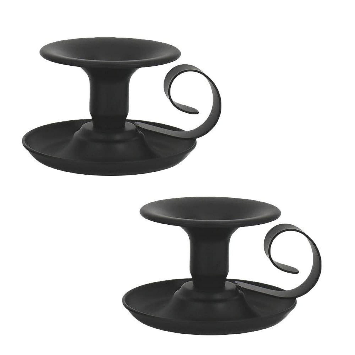 LuxusKollektion Kerzenständer Kerzenhalter 2 Stück Schwarz Vintage Schmiedeeisen Griff (2 St)