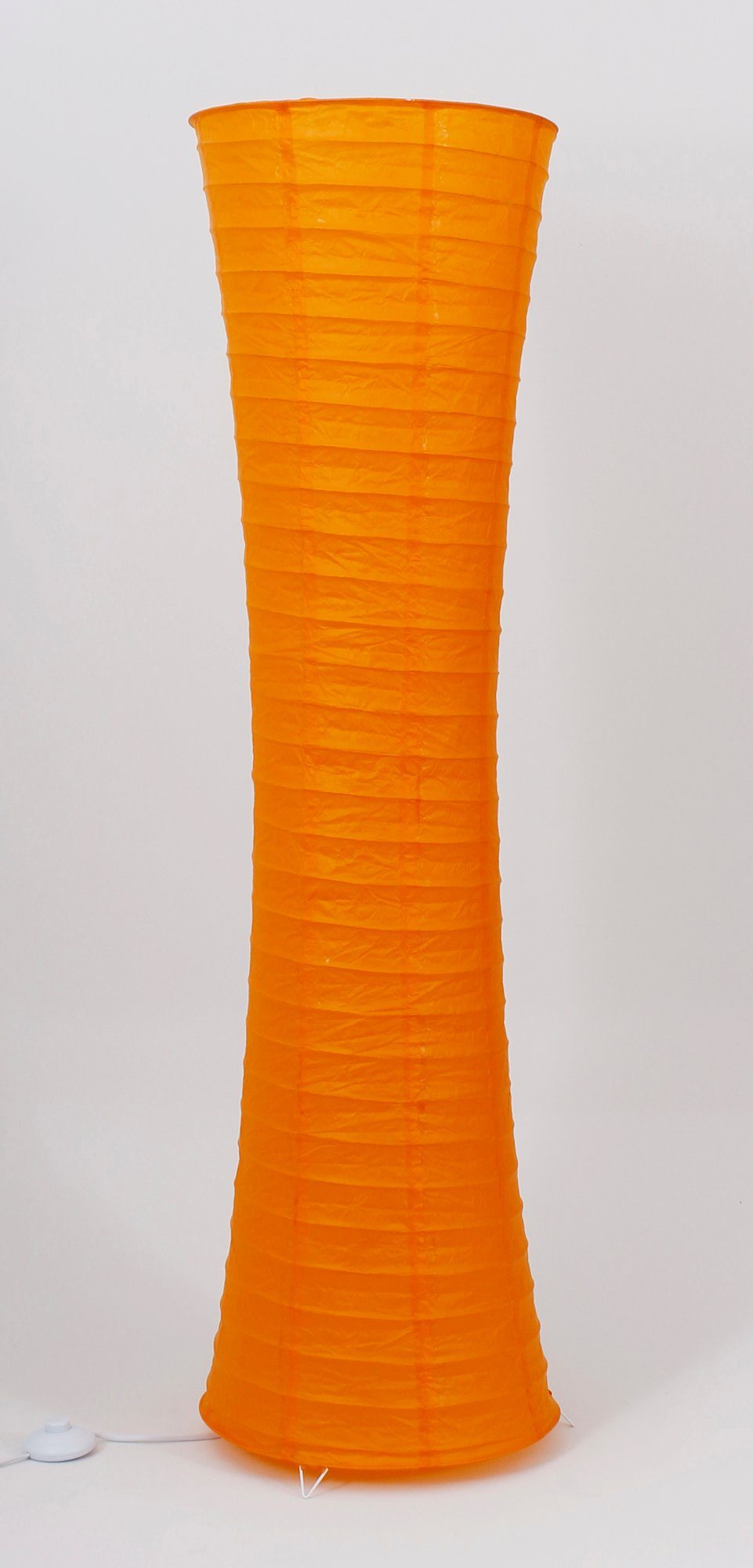 TRANGO LED Stehlampe, 1230L Design LED Reispapier Stehlampe *AMSTERDAM* Reispapierlampe *HANDMADE* Stehleuchte mit orangefarbenem Lampenschirm inkl. 2x E14 LED Leuchtmittel, Form: Rund, Höhe: 125cm, Wohnraumlampe, Standlampe