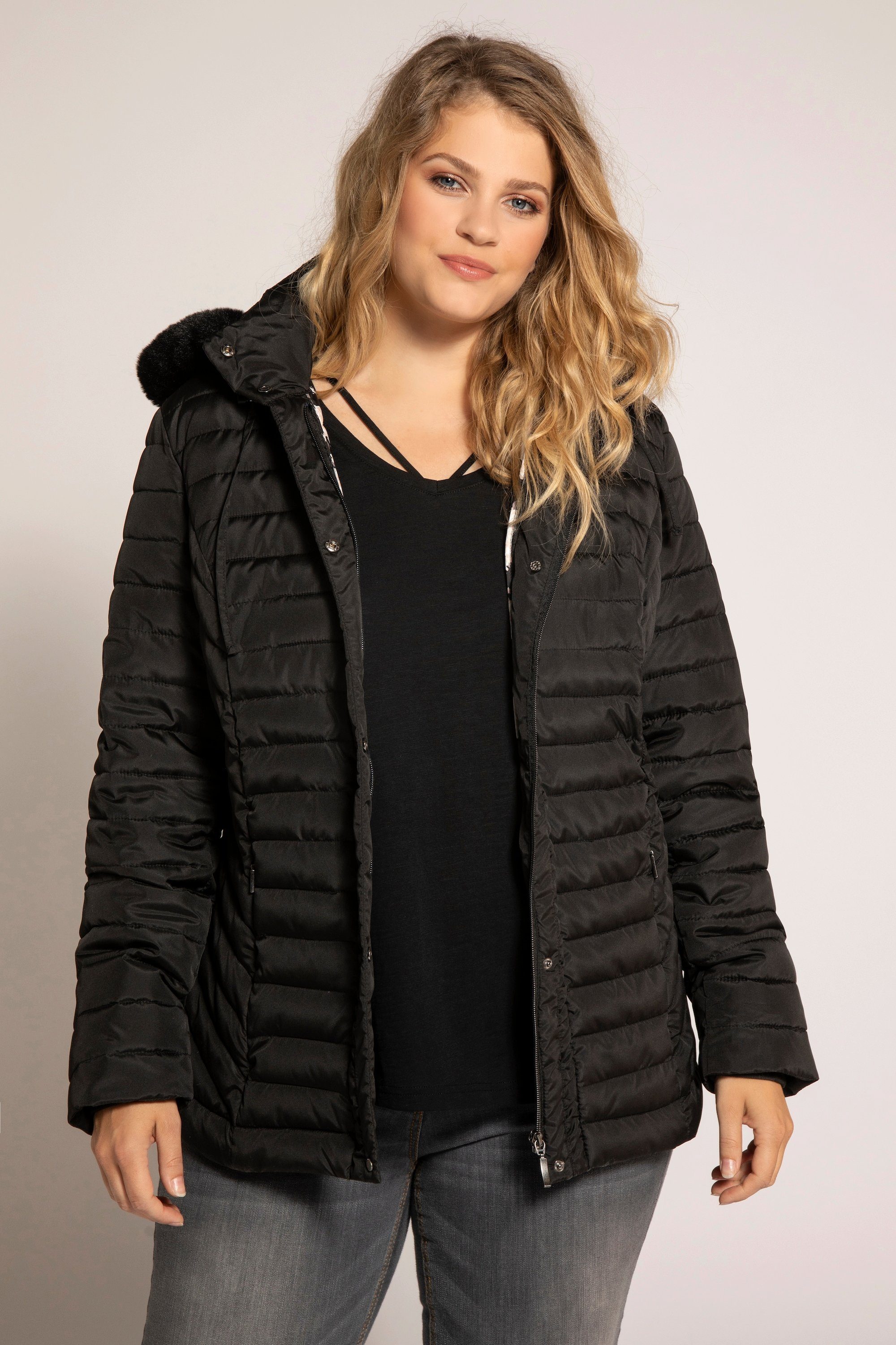 Ulla Popken Steppjacke Steppjacke wasserabweisend winddicht Rosenfutter