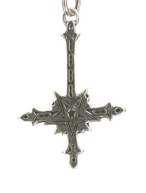 Kiss of Leather Kettenanhänger Pentagramm umgedrehtes Kreuz Luzifer Satan Silber 925 Sterling