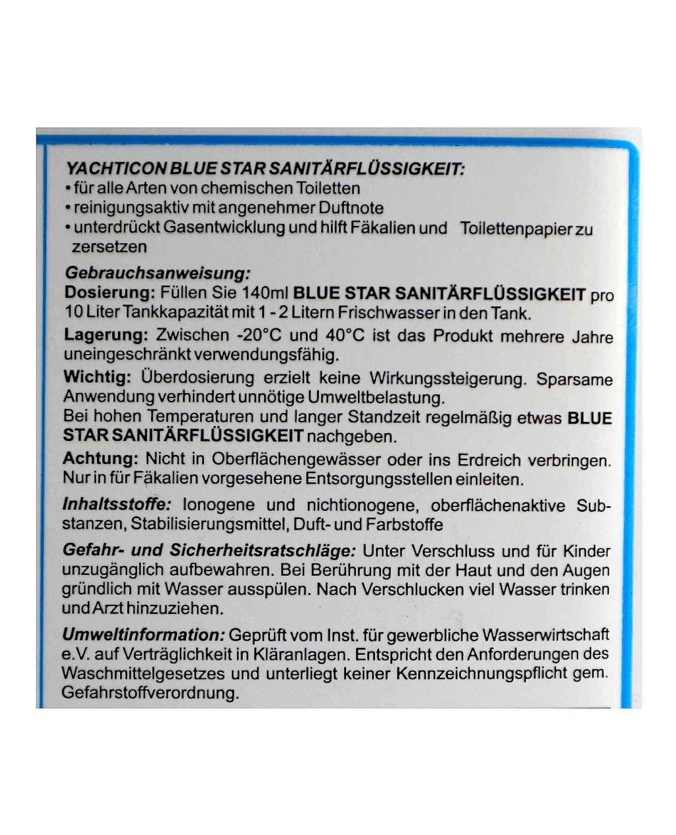 YACHTICON A. Nagel GmbH Yachticon Sanitärflüssigkeit 2,5 Liter Sanitärreiniger