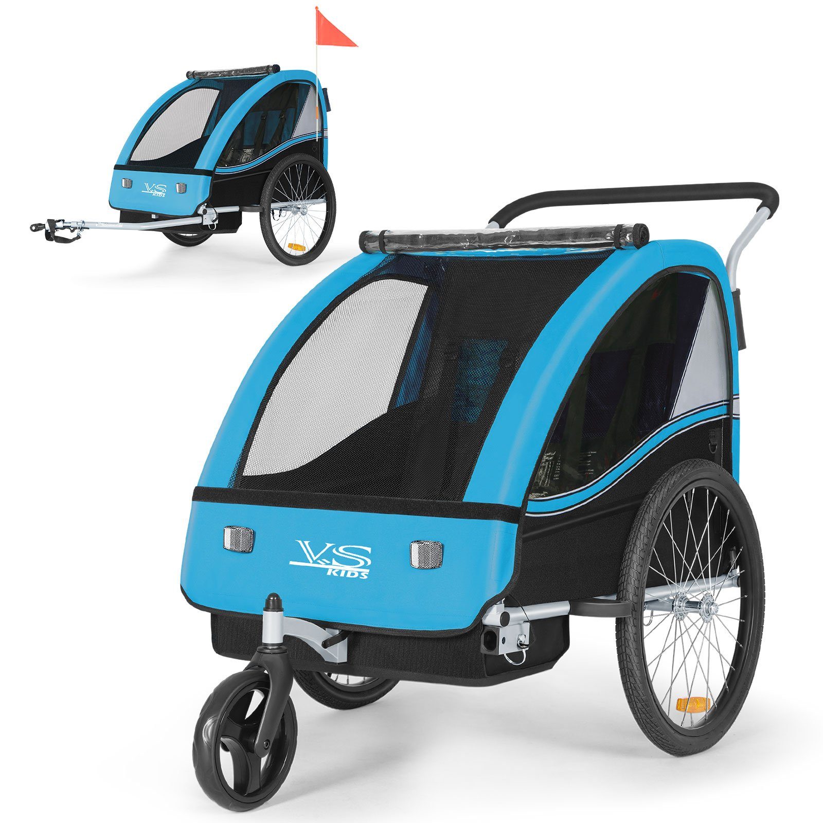 TIGGO Fahrradkinderanhänger TIGGO VS Kinderfahrradanhänger 2 in 1 Kinderanhänger Fahrradanhänger, für 1-2 Kinder geeignet