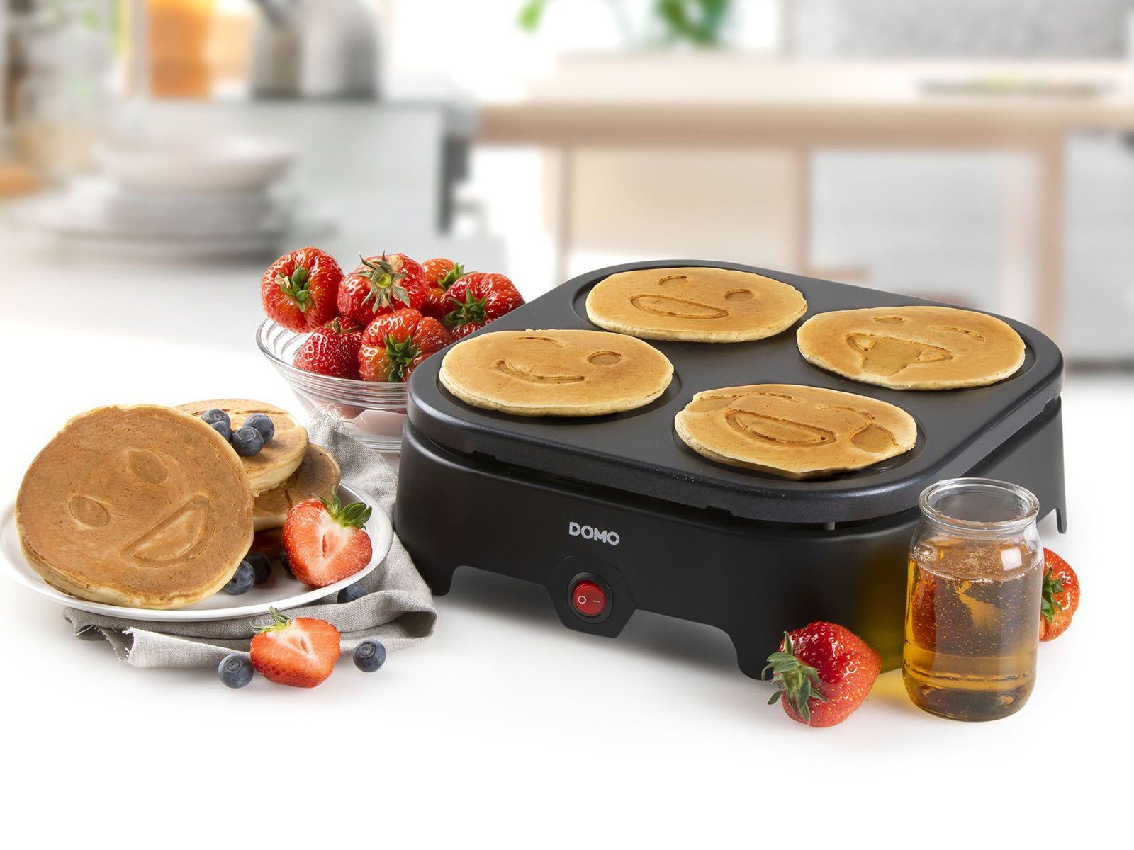 Domo Crêpesmaker, 600 W, Ø 11 cm, Gesichter Backplatte Crepes-Eisen Pancake & Pfannkuchen selber machen