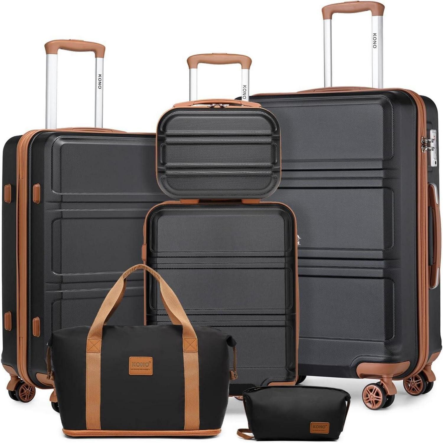 LuxusKollektion Kofferset Kofferset Reisekoffer Gepäckset Schwarz Braun Kofferset 6tlg