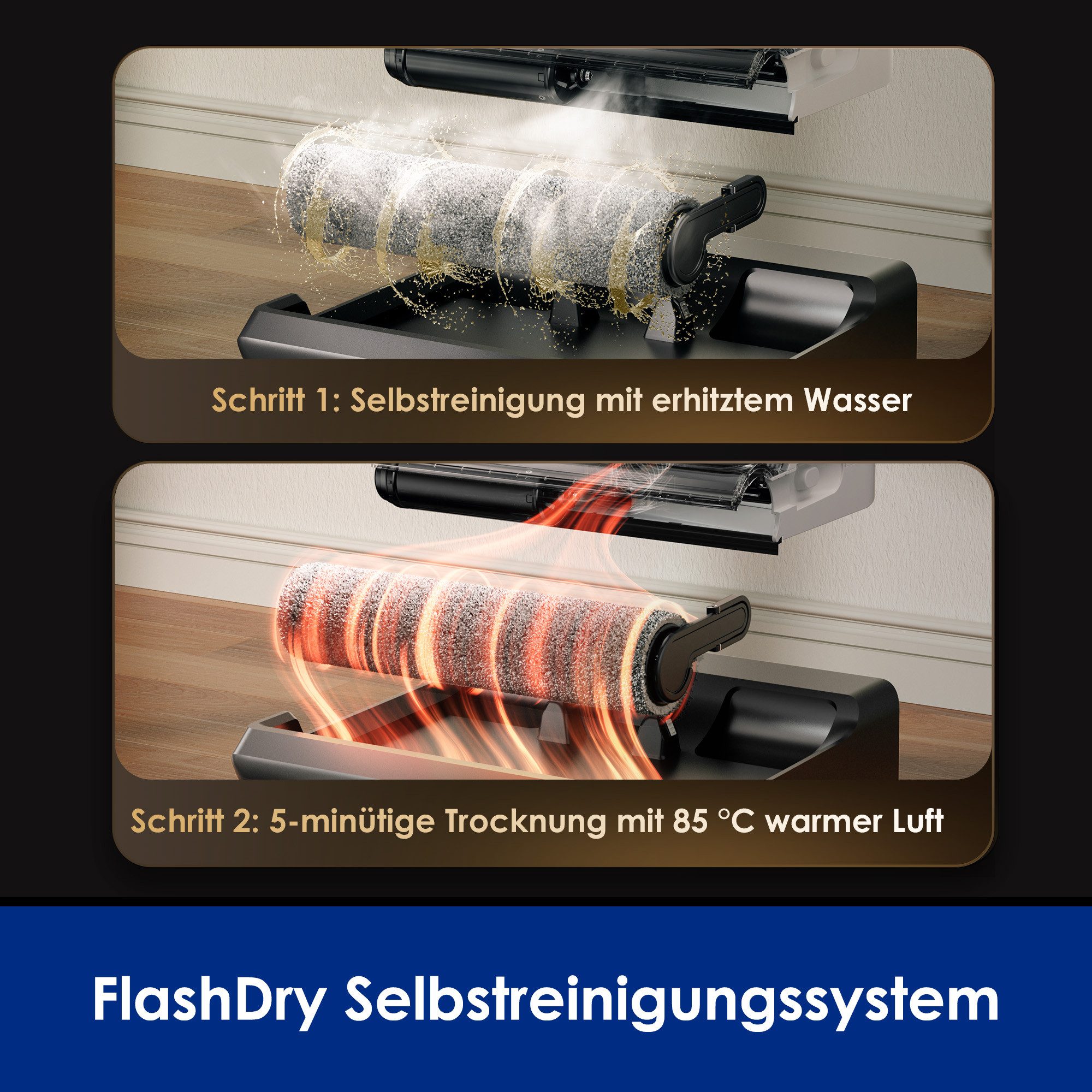 Tineco Nass-Trocken-Sauger FLOOR ONE Switch i5 Stretch, 85°C Heißluft-Trocknung, Handstaubsauger, 180 W, beutellos, Nass-Trocken-Sauger mit optionalem Handstaubsauger (inkl. Aufsätze)